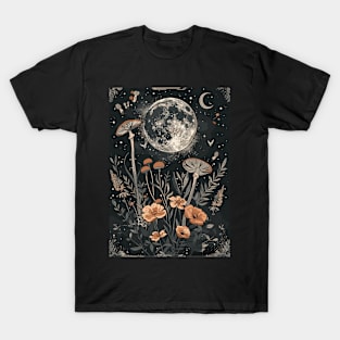 Vintage Goblincore and Cottagecore Mushroom & Spring Floral T-Shirt